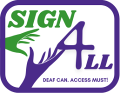 A green and a purple hand accompanying text "Sign4LL".